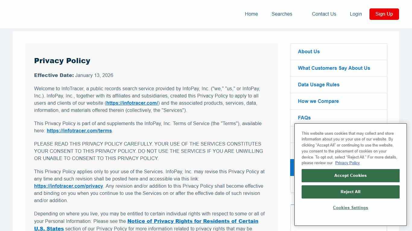 Privacy Policy - InfoTracer.com